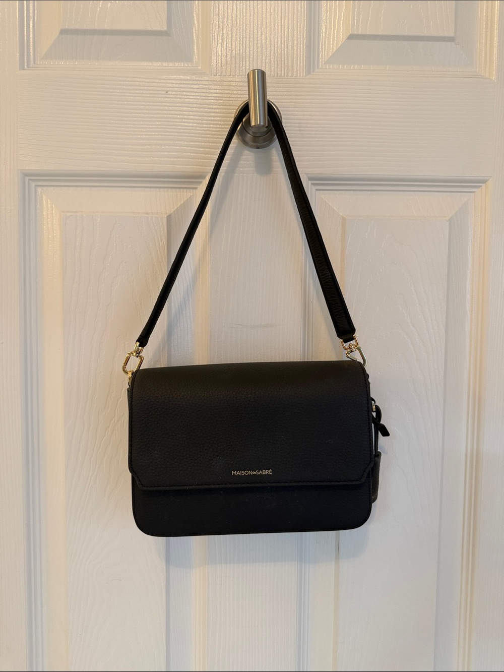 MAISON&SAIRE Black Leather Crossbody Shoulder Bag